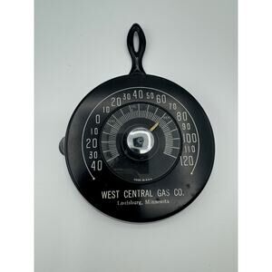 Antique 1940’s USA Made Black Skillet Shape 4” Wall Thermometer West Central Gas
